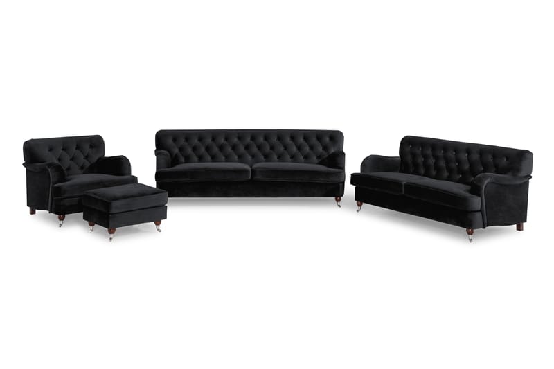 Howard Riviera Sofagruppe 2-pers+3-pers+Lænestol+Skammel Sva - Sort - Møbler - Sofaer - Sofagrupper - Howard sofagruppe