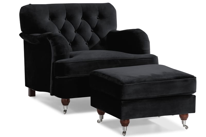 Howard Riviera Sofagruppe 2-pers+3-pers+Lænestol+Skammel Sva - Sort - Møbler - Sofaer - Sofagrupper - Howard sofagruppe