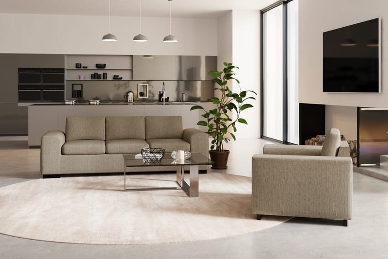 Link Sofagruppe 2-pers+Lænestol+Puf - Beige - Møbler - Sofaer - Sofagrupper - Howard sofagruppe