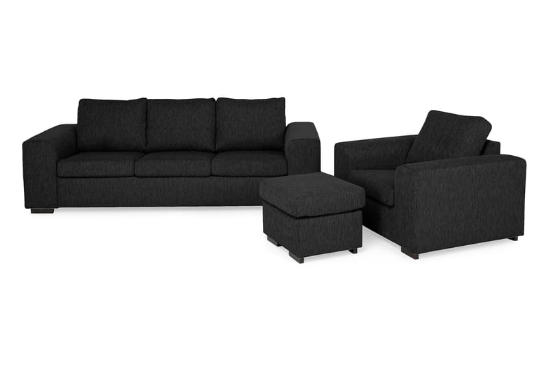 Link Sofagruppe 3-pers+Lænestol+Puf - Sort - Møbler - Sofaer - Sofagrupper - Howard sofagruppe