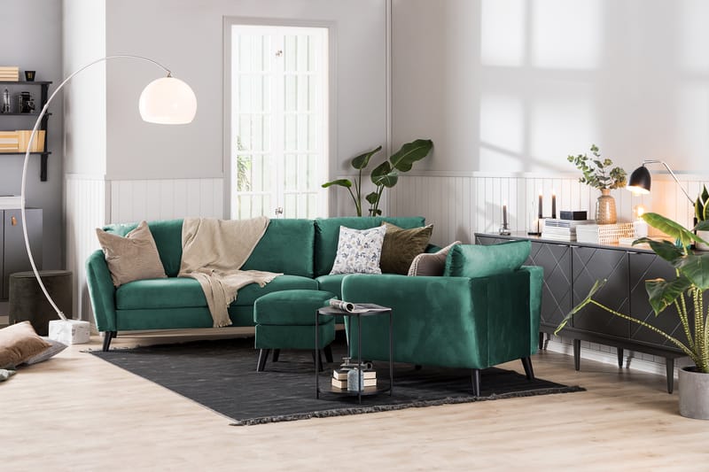 Trend Sofagruppe 2,5+2-Pers Velour - Grøn - Møbler - Sofaer - Sofagrupper - Howard sofagruppe