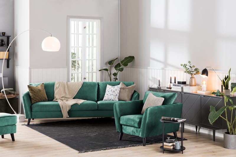 Trend Sofagruppe 2,5+2-Pers Velour - Grøn - Møbler - Sofaer - Sofagrupper - Howard sofagruppe