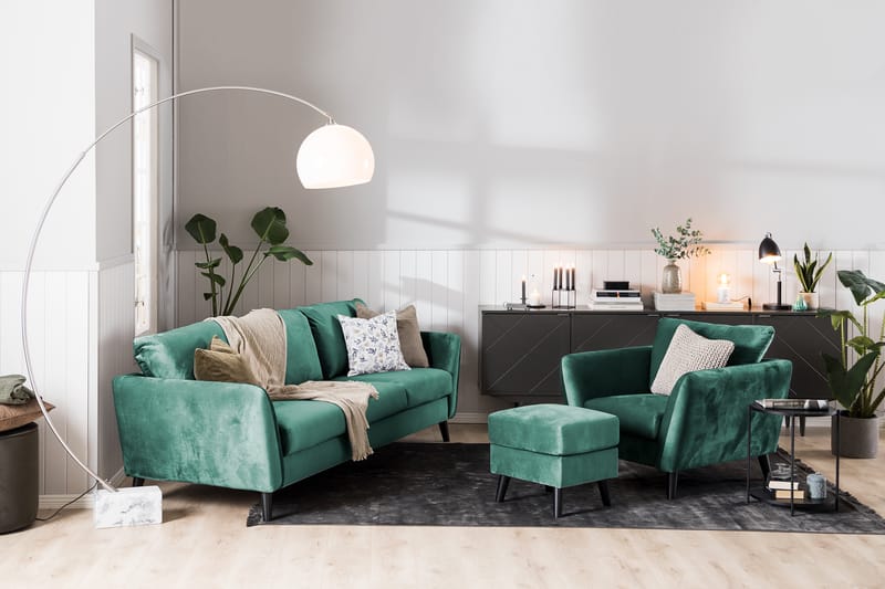 Trend Sofagruppe 2,5+2-Pers Velour - Grøn - Møbler - Sofaer - Sofagrupper - Howard sofagruppe