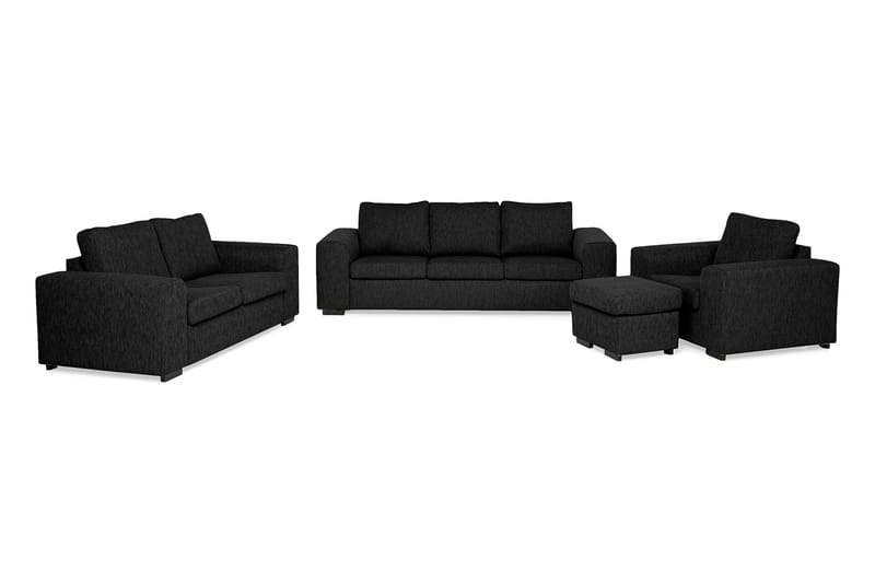 Link Sofagruppe 3-pers+2-pers+Puf - Sort - Møbler - Sofaer - Sofagrupper