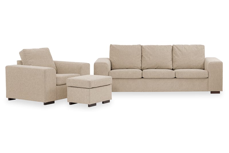 Link Sofagruppe 3-pers+Lænestol+Puf - Beige - Møbler - Sofaer - Sofagrupper