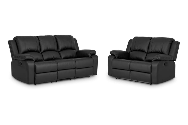 Norbo Recliner Sofagruppe 3+2 Kunstlæder - Sort - Møbler - Sofaer - Sofagrupper