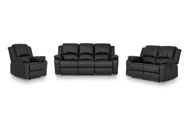 Norbo Sofagruppe Recliner 3+2+1 Kunstlæder - Sort - Møbler - Sofaer - Sofagrupper