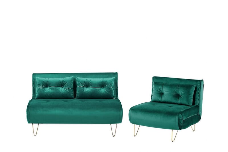 Sofagruppe 2-Pers. + 1-Pers. velour mørkegrøn VESTFOLD - Grøn - Møbler - Sofaer - Sofagrupper