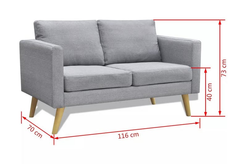 Sofasæt 2-Pers. Og 3-Pers. Sofa Stof Lysegrå - Grå - Møbler - Sofaer - Sofagrupper