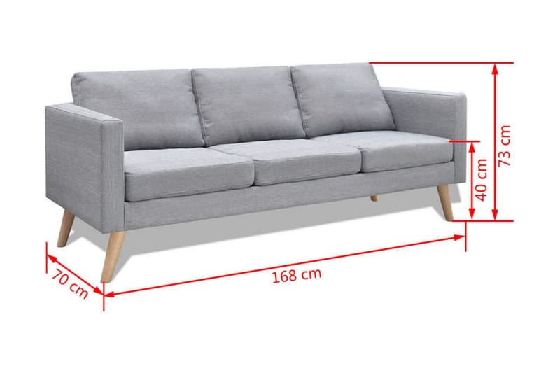 Sofasæt 2-Pers. Og 3-Pers. Sofa Stof Lysegrå - Grå - Møbler - Sofaer - Sofagrupper