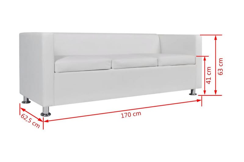 Sofasæt 3-Pers. Og 2-Pers. Sofa Kunstlæder Hvid - Hvid - Møbler - Sofaer - Sofagrupper