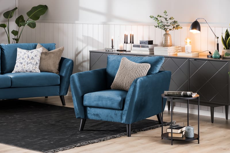 Trend Sofagruppe 2,5+2-Pers Velour - Blå - Møbler - Sofaer - Sofagrupper