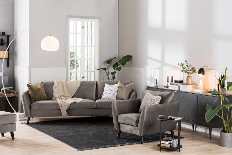 Trend Sofagruppe 2,5+2-Pers+Lænestol+Fodskammel Velour - Brun - Møbler - Sofaer - Sofagrupper