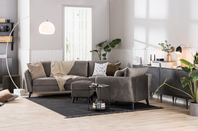 Trend Sofagruppe 2,5+2-Pers+Lænestol+Fodskammel Velour - Brun - Møbler - Sofaer - Sofagrupper