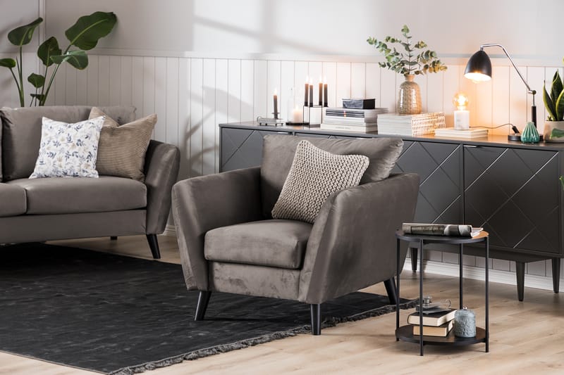 Trend Sofagruppe 2,5+2-Pers+Lænestol+Fodskammel Velour - Brun - Møbler - Sofaer - Sofagrupper