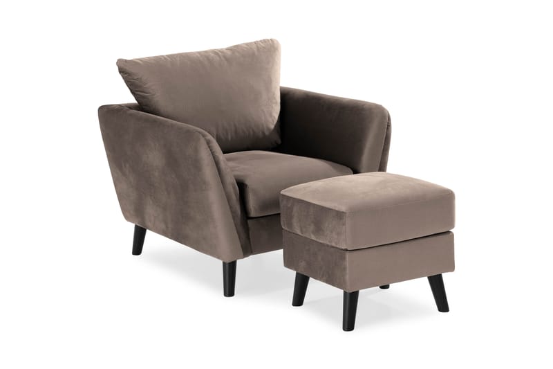 Trend Sofagruppe 2,5+2-Pers+Lænestol+Fodskammel Velour - Brun - Møbler - Sofaer - Sofagrupper