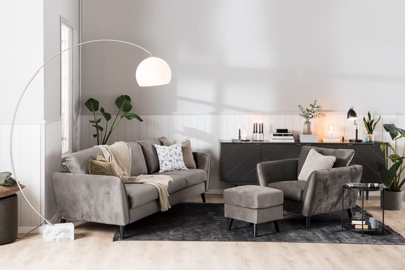 Trend Sofagruppe 2,5+2-Pers+Lænestol+Fodskammel Velour - Brun - Møbler - Sofaer - Sofagrupper