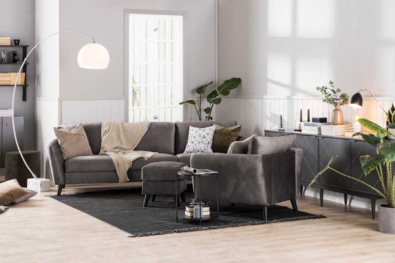 Trend Sofagruppe 2,5+2-Pers Velour - Mørkegrå - Møbler - Sofaer - Sofagrupper