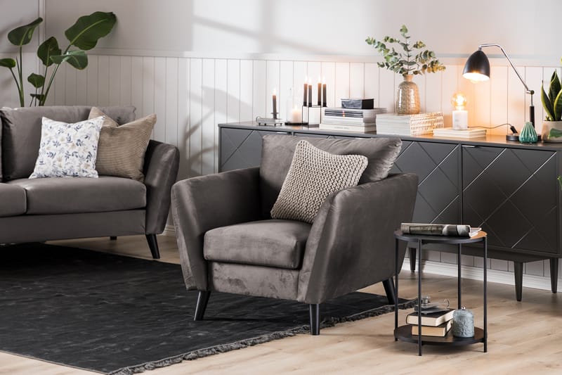 Trend Sofagruppe 2,5+2-Pers Velour - Mørkegrå - Møbler - Sofaer - Sofagrupper