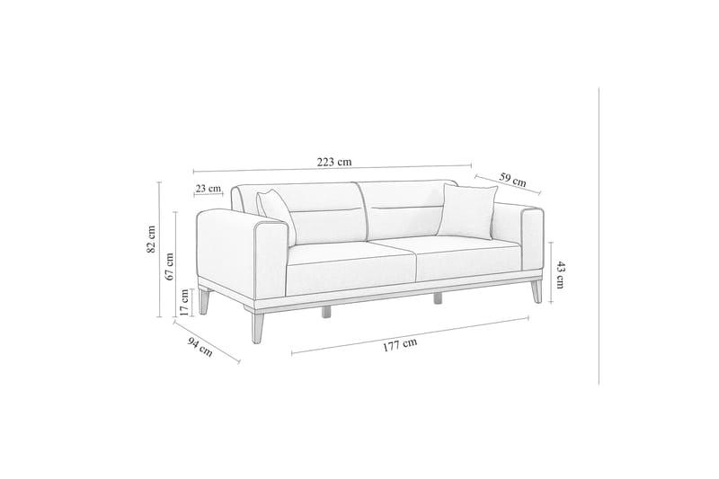 Wyong Sofagruppe 3-personers Sofa + Lænestol - Mørkeblå - Møbler - Sofaer - Sofagrupper