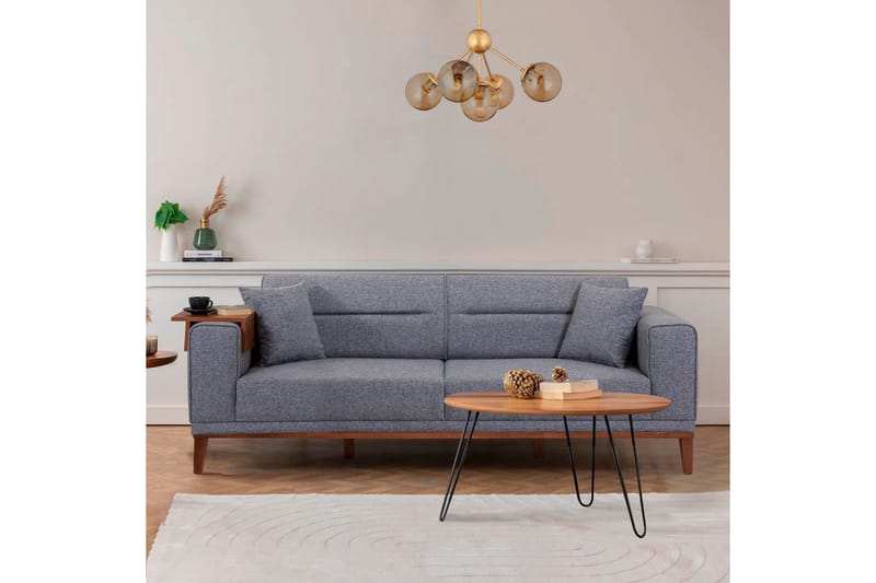 Wyong Sofagruppe 3-personers Sofa + Lænestol - Mørkegrå - Møbler - Sofaer - Sofagrupper