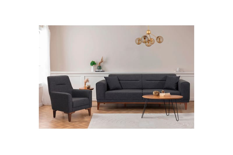 Wyong Sofagruppe 3-personers Sofa + Lænestol - Antracit - Møbler - Sofaer - Sofagrupper