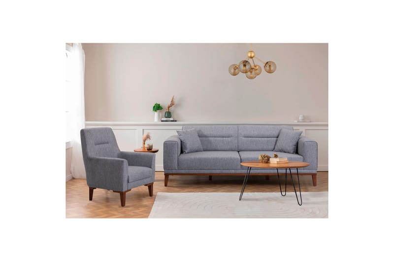 Wyong Sofagruppe 3-personers Sofa + Lænestol - Grå - Møbler - Sofaer - Sofagrupper