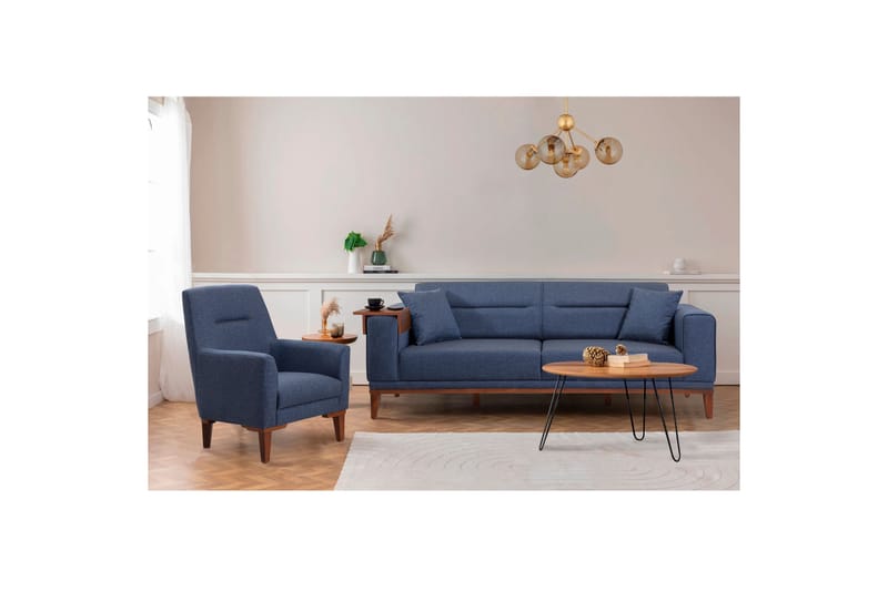 Wyong Sofagruppe 3-personers Sofa + Lænestol - Mørkeblå - Møbler - Sofaer - Sofagrupper