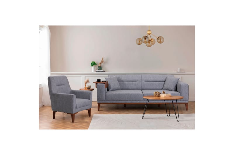 Wyong Sofagruppe 3-personers Sofa + Lænestol - Grå - Møbler - Sofaer - Sofagrupper