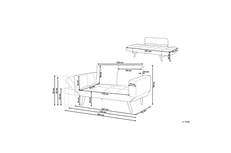 Brekke sovesofa 150 cm - Grå - Møbler - Sofaer - Sovesofaer - 2 personers sovesofa