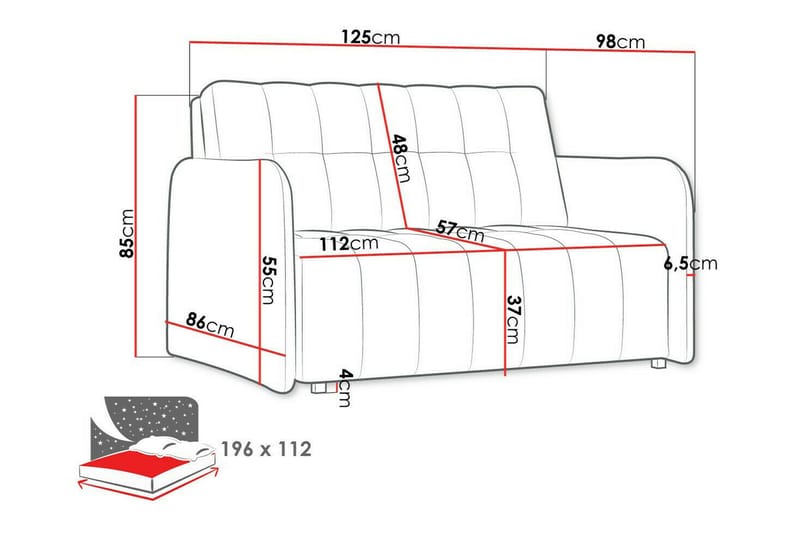 Denegal 2-personers Sovesofa - Mørkegrå - Møbler - Sofaer - Sovesofaer - 2 personers sovesofa