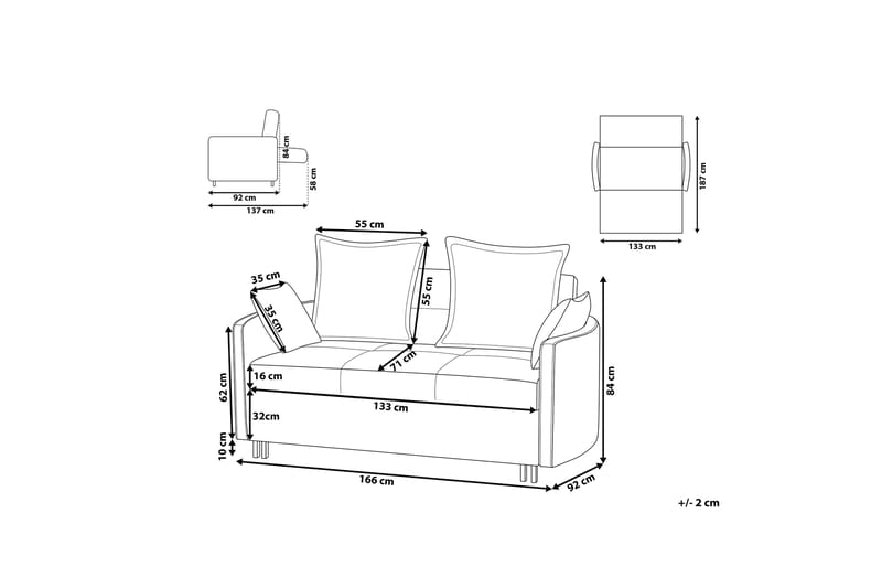 Shadricka sovesofa - Grå - Møbler - Sofaer - Sovesofaer - 2 personers sovesofa