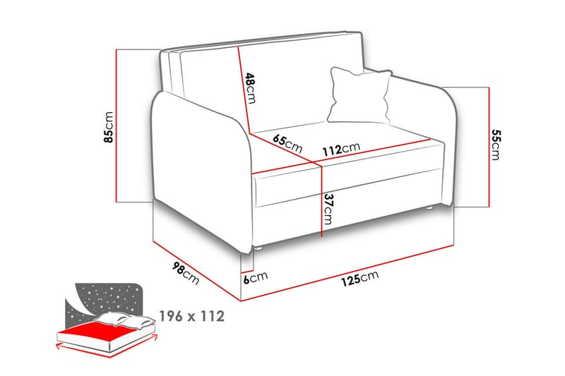 Viva Sovesofa - Grå - Møbler - Sofaer - Sovesofaer - 2 personers sovesofa