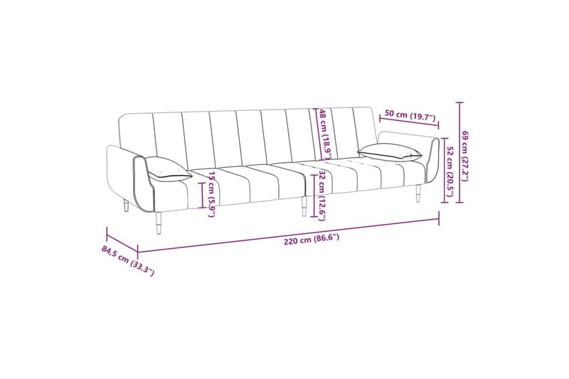 2-personers sovesofa med 2 puder fløjl lysegrøn - Grøn - Møbler - Sofaer - Sovesofaer