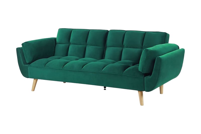 Asaby 3-Pers. Sovesofa - Velour/Grøn - Sovesofaer - 3 personers sovesofa