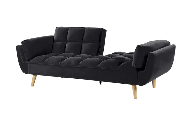 Asaby 3-Pers. Sovesofa - Velour/Sort - Møbler - Sofaer - Sovesofaer - 3 personers sovesofa