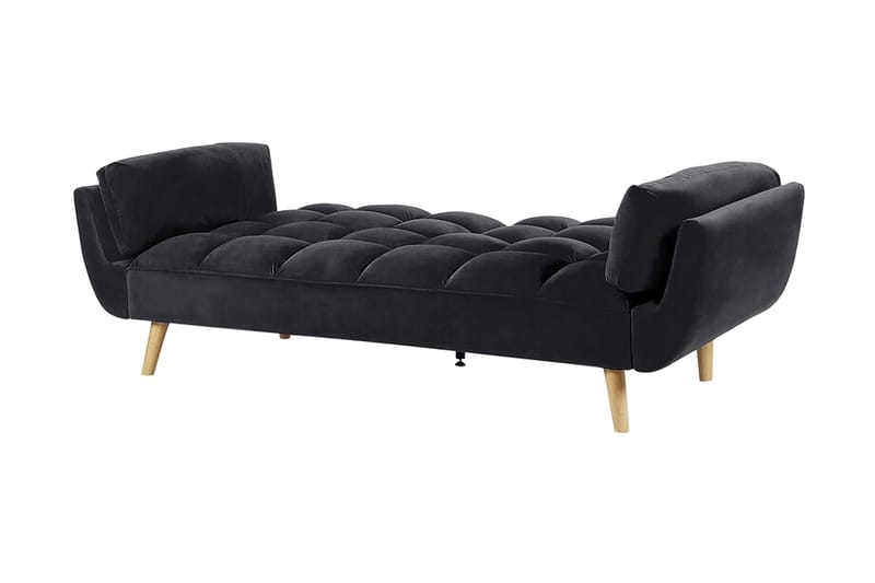 Asaby 3-Pers. Sovesofa - Velour/Sort - Møbler - Sofaer - Sovesofaer - 3 personers sovesofa