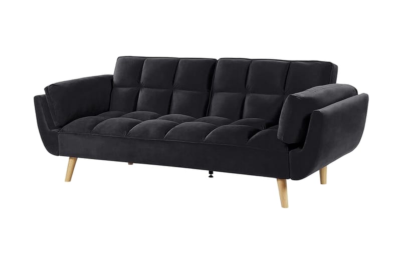 Asaby 3-Pers. Sovesofa - Velour/Sort - Møbler - Sofaer - Sovesofaer - 3 personers sovesofa