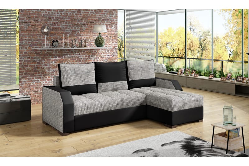 Concetta sovesofa - Grå/Sort - Sovesofaer - Lædersofaer - 4 personers sovesofa - 3 personers sovesofa - 2 personers sovesofa - Velour sofaer