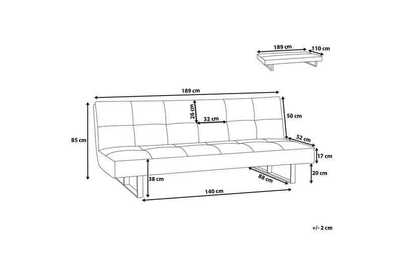 Derby sovesofa 189 cm - Brun - Møbler - Sofaer - Sovesofaer - 3 personers sovesofa