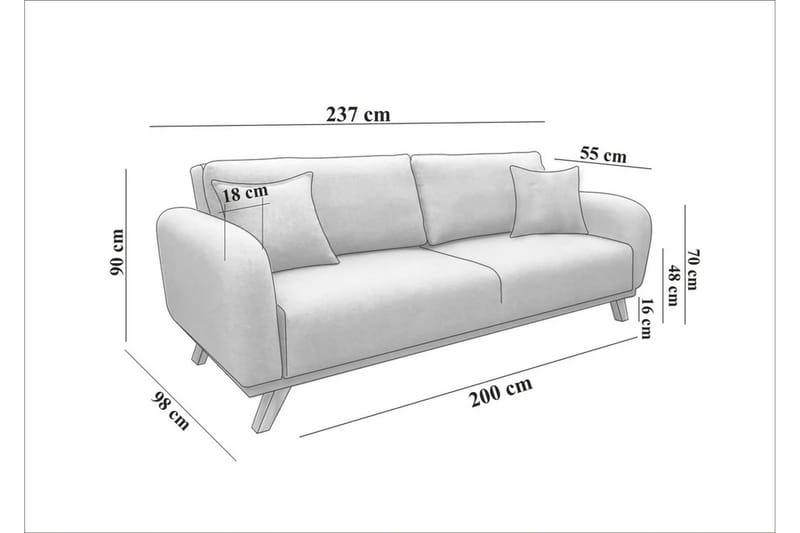 Malkiat Sovesofa - Antracit - Møbler - Sofaer - Sovesofaer - 3 personers sovesofa