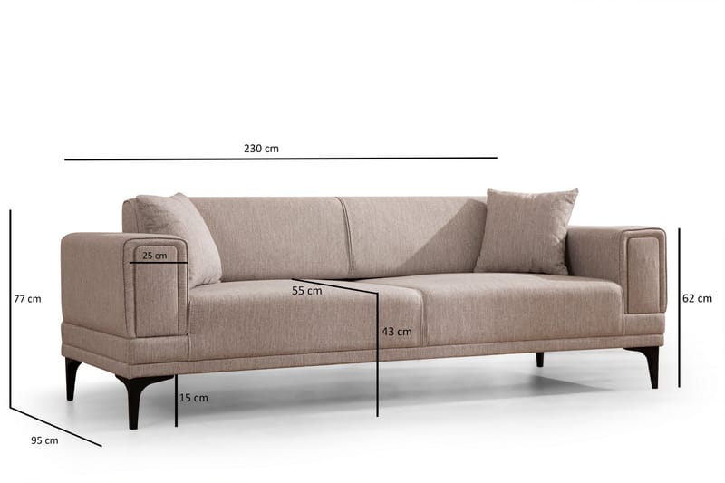 Naoko 3-Pers. Sovesofa - Lysebrun - Møbler - Sofaer - Sovesofaer - 3 personers sovesofa