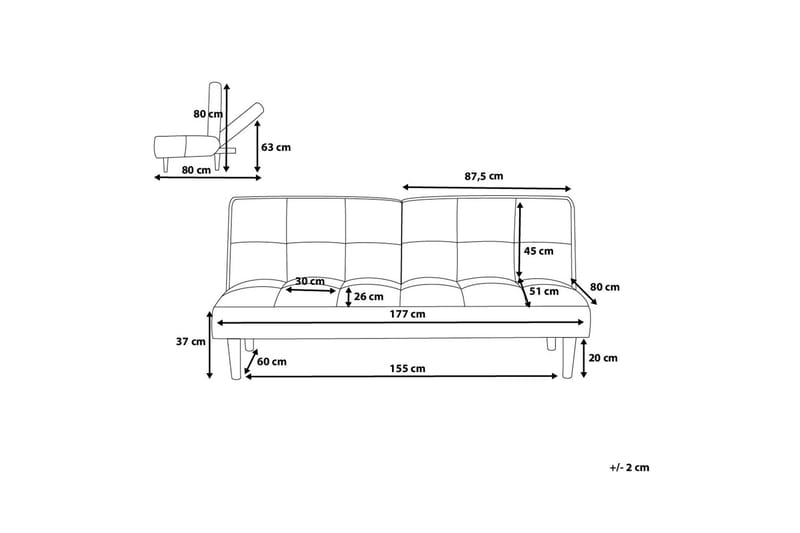 Siljan sovesofa 177 cm - Grå - Sovesofaer - 3 personers sovesofa