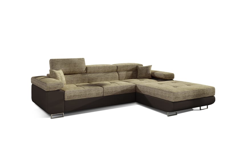 Klinka Sovesofa med Divan Højre - Beige/Brun - Møbler - Sofaer - Sovesofaer - 4 personers sovesofa