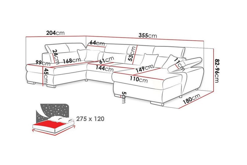 Abbeyfield 4-personers Hjørnesovesofa - Mørkegrå - Møbler - Sofaer - Sovesofaer