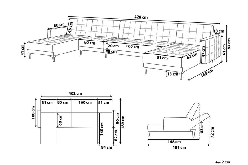 Aberdeen Chaiselongsofa med Sovefunktion - Hvid - Møbler - Sofaer - Sovesofaer