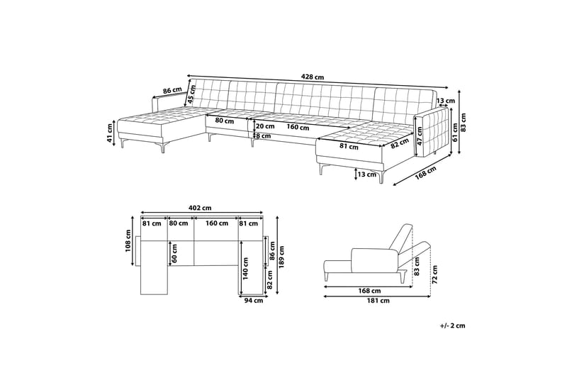 Aberdeen Chaiselongsofa med Sovefunktion - Hvid - Møbler - Sofaer - Sovesofaer