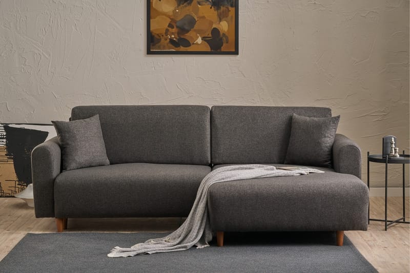 Alfie 4-personers Sovesofa med Chaiselong - Antracit - Møbler - Sofaer - Sovesofaer