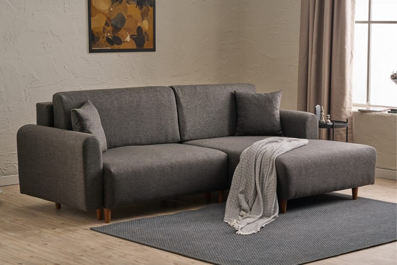 Alfie 4-personers Sovesofa med Chaiselong - Antracit - Møbler - Sofaer - Sovesofaer