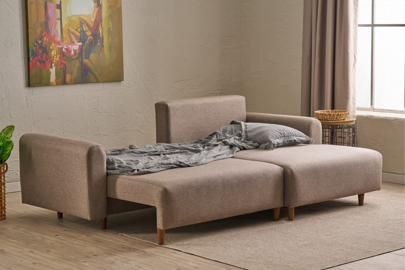 Alfie 4-personers Sovesofa med Chaiselong - Brun - Møbler - Sofaer - Sovesofaer